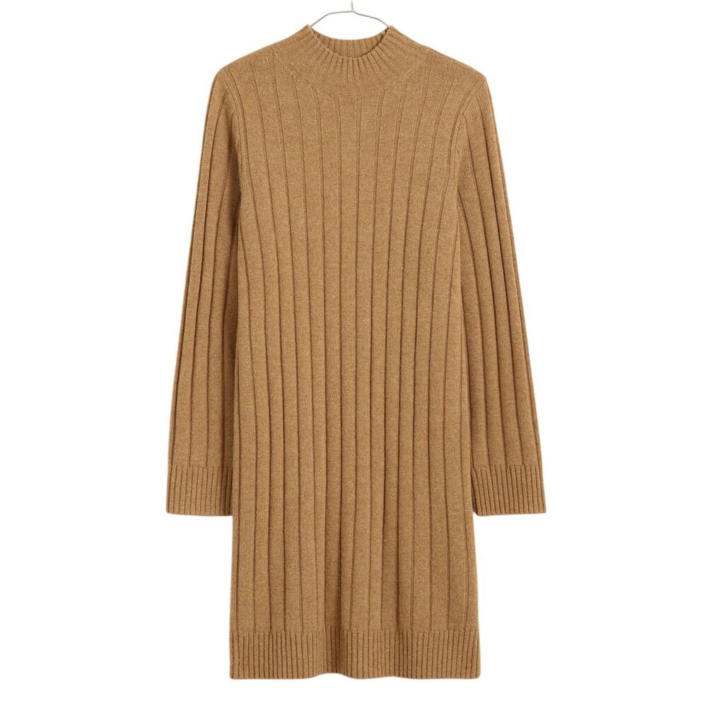 Madewell Ribbed Heather Caramel Sweater Dress Size S